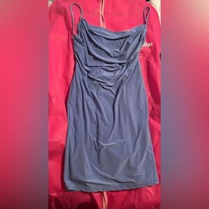 Elegant Blue Draped Dress